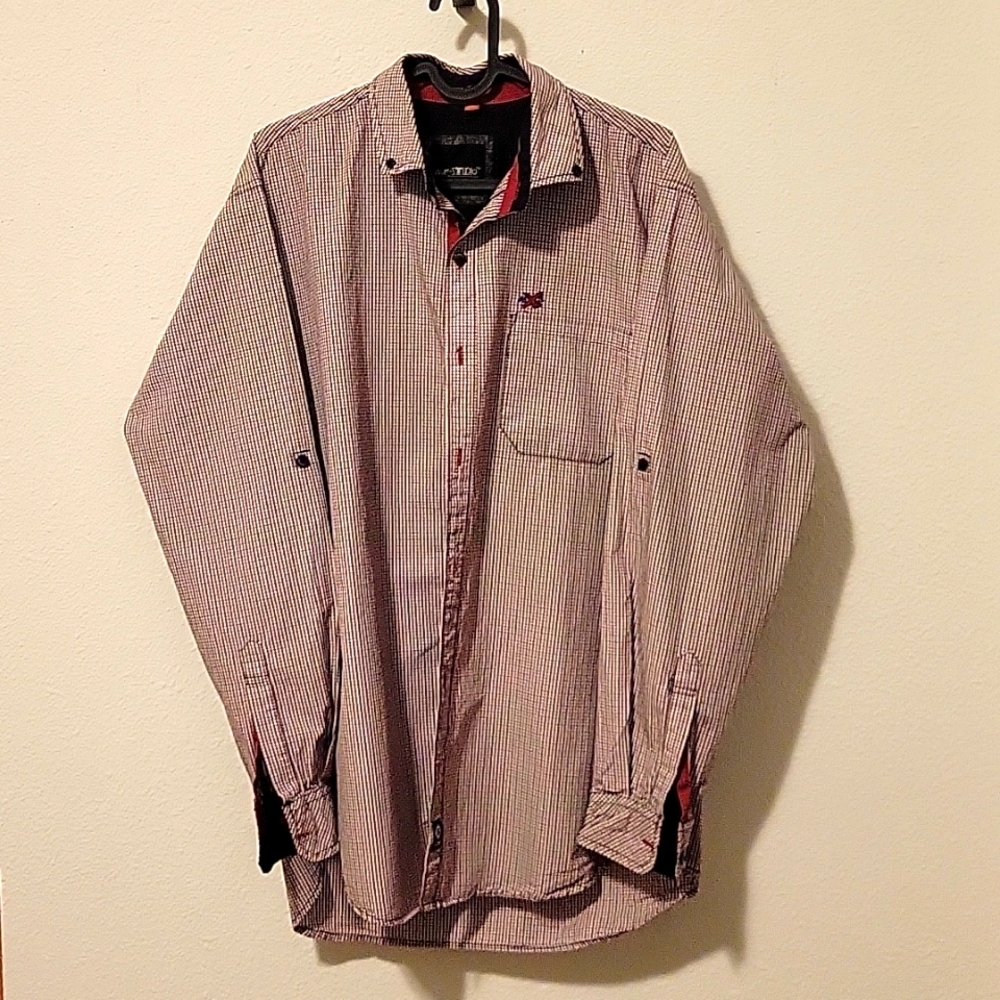 Men's Red and Navy Checkered Shirt